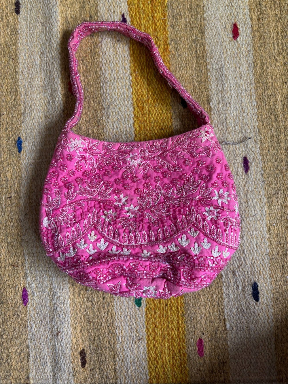 Pink Embroidered Bucket Bag